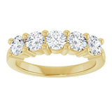 10K Gold Round Lab-Grown Diamond Five-Stone Anniversary Band – 3/4–1 5/8 CTW - Yellow Gold - view 3