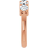 10K Gold Round Natural Diamond Five-Stone Anniversary Band – 3/4–1 1/2 CTW - Rose Gold - view 4