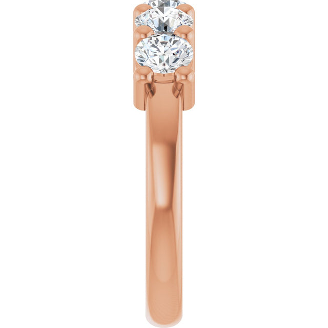 10K Gold Round Natural Diamond Five-Stone Anniversary Band – 3/4–1 1/2 CTW - Rose Gold - view 4