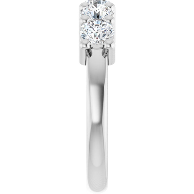 10K Gold Round Lab-Grown Diamond Five-Stone Anniversary Band – 3/4–1 5/8 CTW - White Gold - view 4