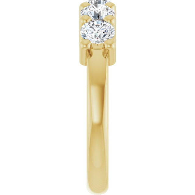 10K Gold Round Lab-Grown Diamond Five-Stone Anniversary Band – 3/4–1 5/8 CTW - Yellow Gold - view 4