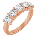 10K Gold Round Natural Diamond Five-Stone Anniversary Band – 3/4–1 1/2 CTW - Rose Gold