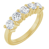 10K Gold Round Lab-Grown Diamond Five-Stone Anniversary Band – 3/4–1 5/8 CTW - Yellow Gold