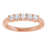 10K Gold Round Natural Diamond Five-Stone Anniversary Band – 1/5–5/8 CTW - Rose Gold - view 3