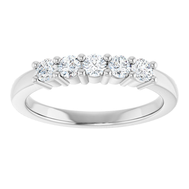10K Gold Round Natural Diamond Five-Stone Anniversary Band – 1/5–5/8 CTW - White Gold - view 3
