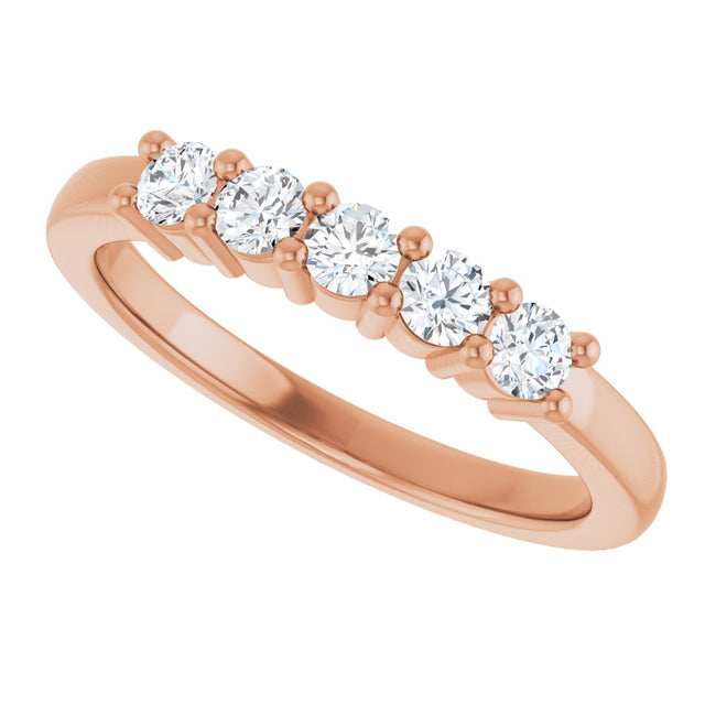 10K Gold Round Lab-Grown Diamond Five-Stone Anniversary Band – 1/4–5/8 CTW - Rose Gold - view 5