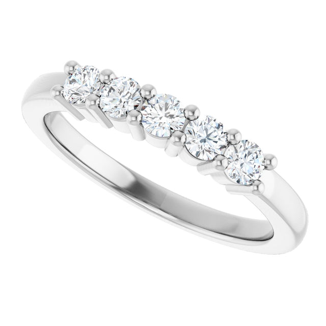 10K Gold Round Lab-Grown Diamond Five-Stone Anniversary Band – 1/4–5/8 CTW - White Gold - view 5