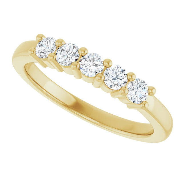10K Gold Round Natural Diamond Five-Stone Anniversary Band – 1/5–5/8 CTW - Yellow Gold - view 5