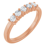 14K Gold Round Natural Diamond Five-Stone Anniversary Band – 1/5–5/8 CTW - Rose Gold