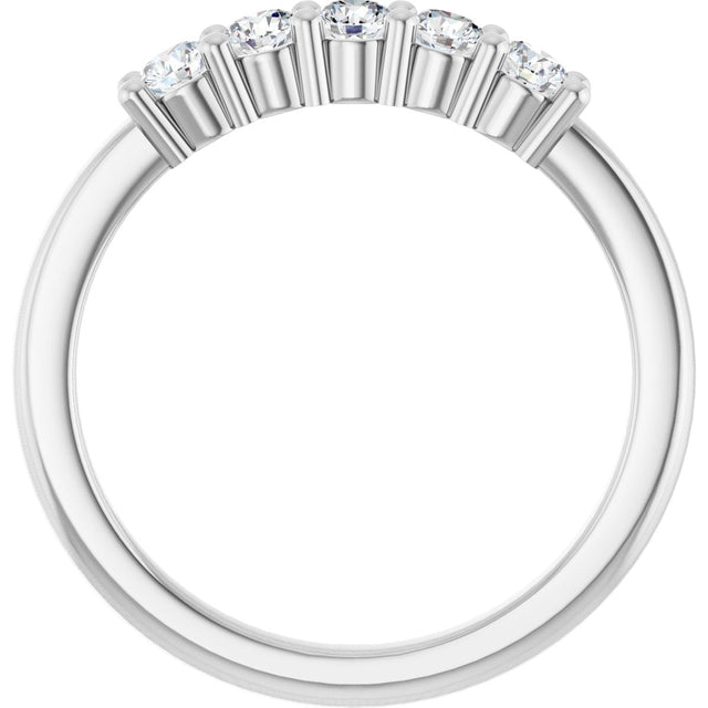 10K Gold Round Lab-Grown Diamond Five-Stone Anniversary Band – 1/4–5/8 CTW - White Gold - view 2