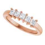 14K Gold Square Natural Diamond Five-Stone Anniversary Band – 1/3–1 1/4 CTW - Rose Gold - view 5