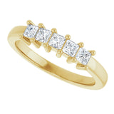 10K Gold Square Natural Diamond Five-Stone Anniversary Band – 1/3–1 1/4 CTW - Yellow Gold - view 5