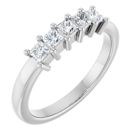 10K Gold Square Natural Diamond Five-Stone Anniversary Band – 1/3–1 1/4 CTW - White Gold