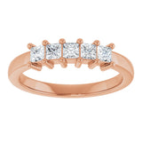 10K Gold Square Lab-Grown Diamond Five-Stone Anniversary Band – 3/8–1 1/2 CTW - Rose Gold - view 3