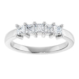 14K Gold Square Natural Diamond Five-Stone Anniversary Band – 1/3–1 1/4 CTW - White Gold - view 3