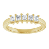 10K Gold Square Lab-Grown Diamond Five-Stone Anniversary Band – 3/8–1 1/2 CTW - Yellow Gold - view 3