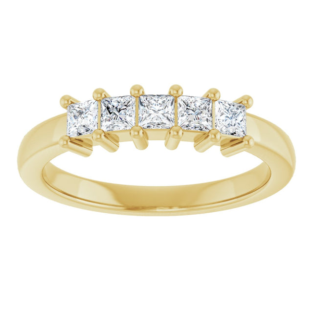 10K Gold Square Lab-Grown Diamond Five-Stone Anniversary Band – 3/8–1 1/2 CTW - Yellow Gold - view 3