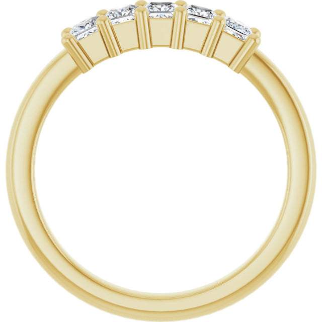 10K Gold Square Lab-Grown Diamond Five-Stone Anniversary Band – 3/8–1 1/2 CTW - Yellow Gold - view 2