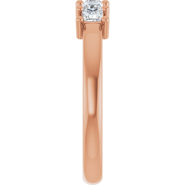 14K Gold Square Lab-Grown Diamond Five-Stone Anniversary Band – 1/3–1 1/4 CTW - Rose Gold - view 4