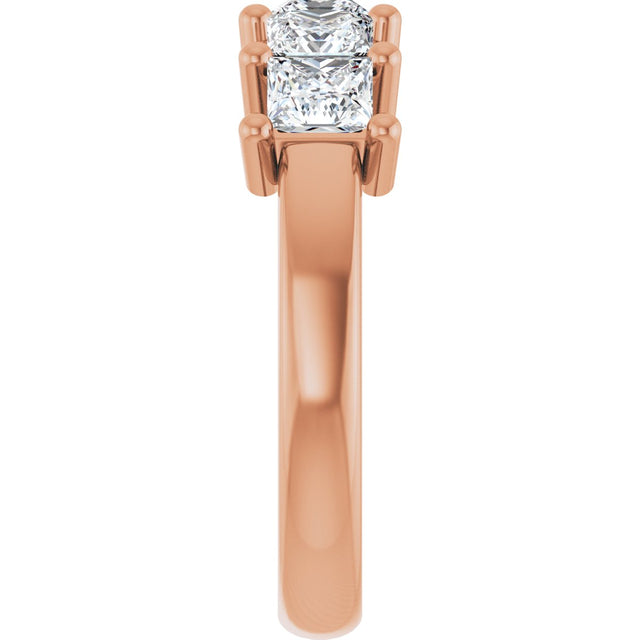 10K Gold Square Lab-Grown Diamond Five-Stone Anniversary Band – 1 9/10–7 CTW - Rose Gold - view 4