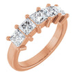 14K Gold Square Natural Diamond Five-Stone Anniversary Band – 1 3/8–5 CTW - Rose Gold