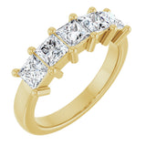 10K Gold Square Natural Diamond Five-Stone Anniversary Band – 1 1/2–5 1/5 CTW - Yellow Gold