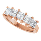 10K Gold Square Lab-Grown Diamond Five-Stone Anniversary Band – 1 9/10–7 CTW - Rose Gold - view 5