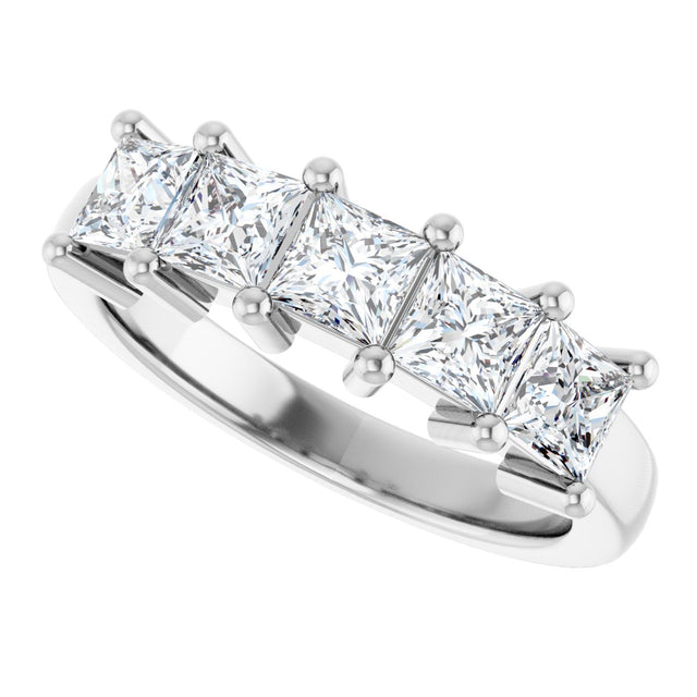 10K Gold Square Lab-Grown Diamond Five-Stone Anniversary Band – 1 9/10–7 CTW - White Gold - view 5