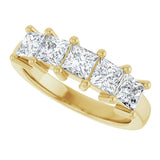 10K Gold Square Lab-Grown Diamond Five-Stone Anniversary Band – 1 9/10–7 CTW - Yellow Gold - view 5