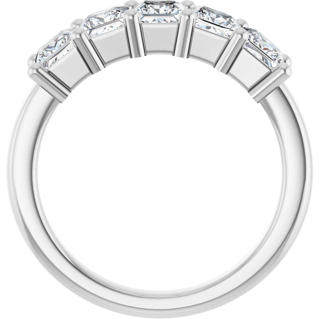14K Gold Square Lab-Grown Diamond Five-Stone Anniversary Band – 1 3/8–6 1/4 CTW - White Gold - view 2