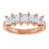 10K Gold Square Lab-Grown Diamond Five-Stone Anniversary Band – 1 9/10–7 CTW - Rose Gold - view 3