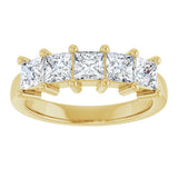 10K Gold Square Lab-Grown Diamond Five-Stone Anniversary Band – 1 9/10–7 CTW - Yellow Gold - view 3