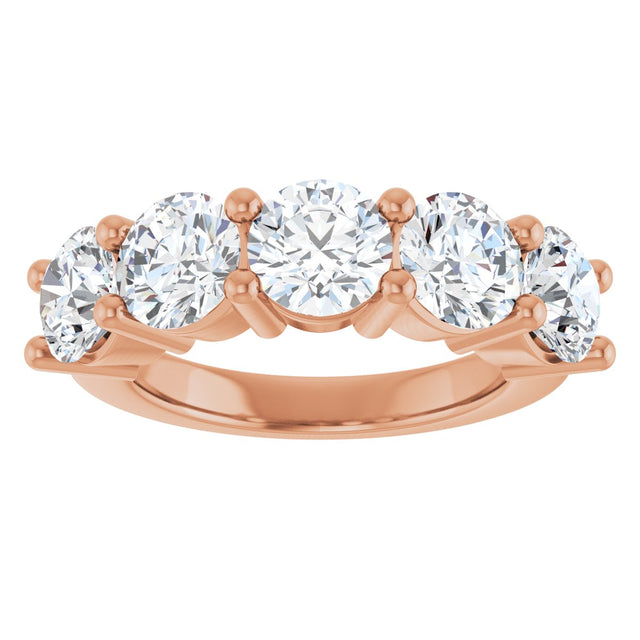 10K Gold Round Lab-Grown Diamond Five-Stone Anniversary Band – 2 1/2–4 CTW - Rose Gold - view 3