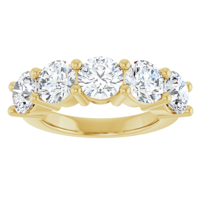 10K Gold Round Natural Diamond Five-Stone Anniversary Band – 2 1/3–4 1/4 CTW - Yellow Gold - view 3