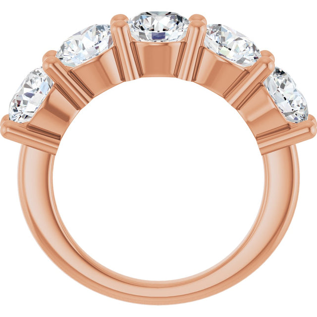 10K Gold Round Natural Diamond Five-Stone Anniversary Band – 2 1/3–4 1/4 CTW - Rose Gold - view 2