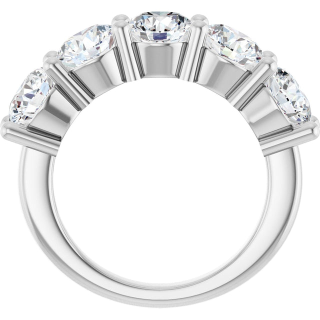 14K Gold Round Natural Diamond Five-Stone Anniversary Band – 2 1/3–4 CTW - White Gold - view 2