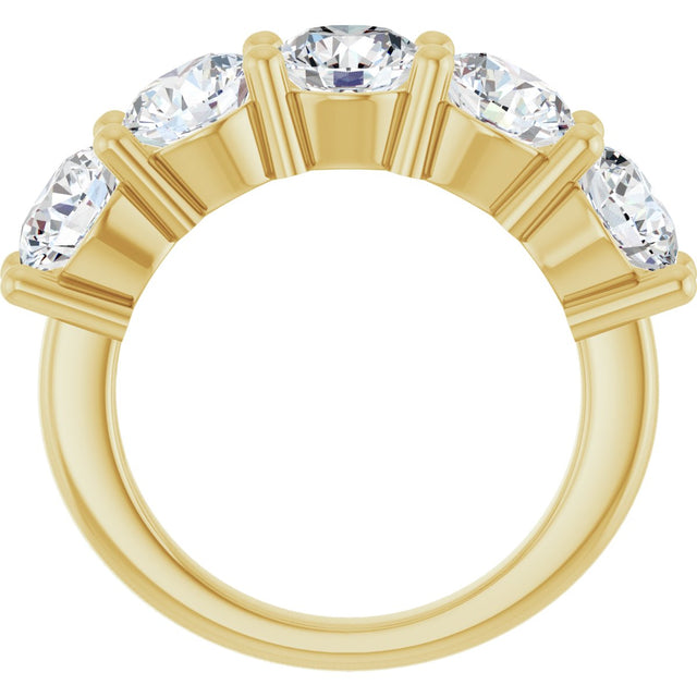 10K Gold Round Lab-Grown Diamond Five-Stone Anniversary Band – 2 1/2–4 CTW - Yellow Gold - view 2