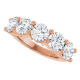 10K Gold Round Lab-Grown Diamond Five-Stone Anniversary Band – 2 1/2–4 CTW - Rose Gold - view 5
