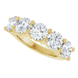 14K Gold Round Natural Diamond Five-Stone Anniversary Band – 2 1/3–4 CTW - Yellow Gold - view 5