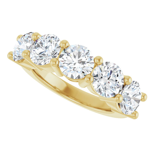 10K Gold Round Lab-Grown Diamond Five-Stone Anniversary Band – 2 1/2–4 CTW - Yellow Gold - view 5