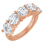 14K Gold Round Natural Diamond Five-Stone Anniversary Band – 2 1/3–4 CTW - Rose Gold