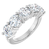 10K Gold Round Lab-Grown Diamond Five-Stone Anniversary Band – 2 1/2–4 CTW - White Gold