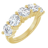14K Gold Round Natural Diamond Five-Stone Anniversary Band – 2 1/3–4 CTW - Yellow Gold