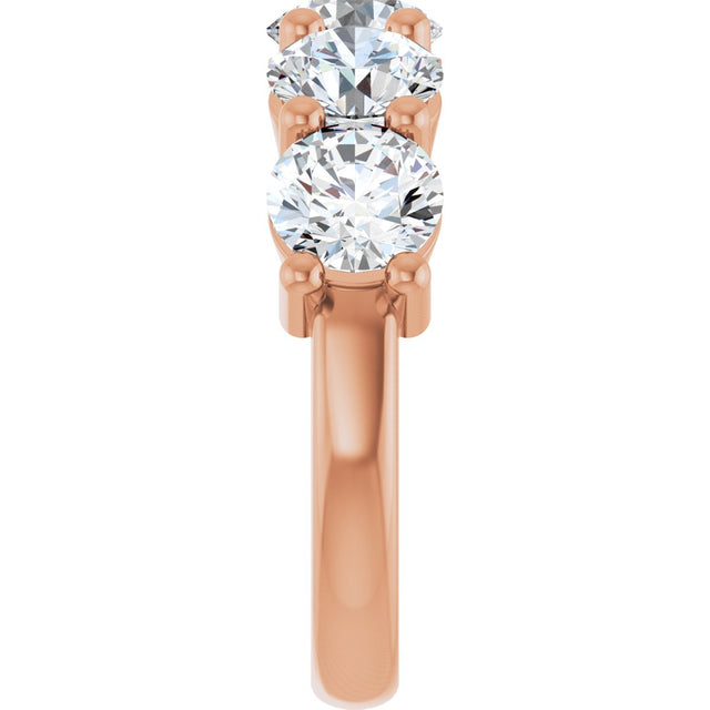 10K Gold Round Lab-Grown Diamond Five-Stone Anniversary Band – 2 1/2–4 CTW - Rose Gold - view 4