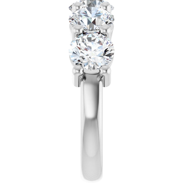 10K Gold Round Natural Diamond Five-Stone Anniversary Band – 2 1/3–4 1/4 CTW - White Gold - view 4