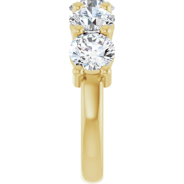 10K Gold Round Natural Diamond Five-Stone Anniversary Band – 2 1/3–4 1/4 CTW - Yellow Gold - view 4