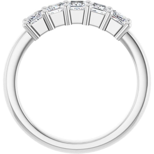 10K Gold Square Lab-Grown Diamond Five-Stone Anniversary Band – 3/8–1 1/2 CTW - White Gold - view 2