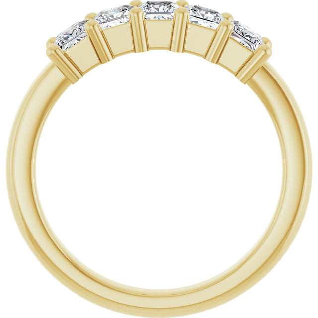 10K Gold Square Lab-Grown Diamond Five-Stone Anniversary Band – 3/8–1 1/2 CTW - Yellow Gold - view 2