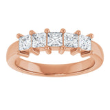 10K Gold Square Lab-Grown Diamond Five-Stone Anniversary Band – 3/8–1 1/2 CTW - Rose Gold - view 3
