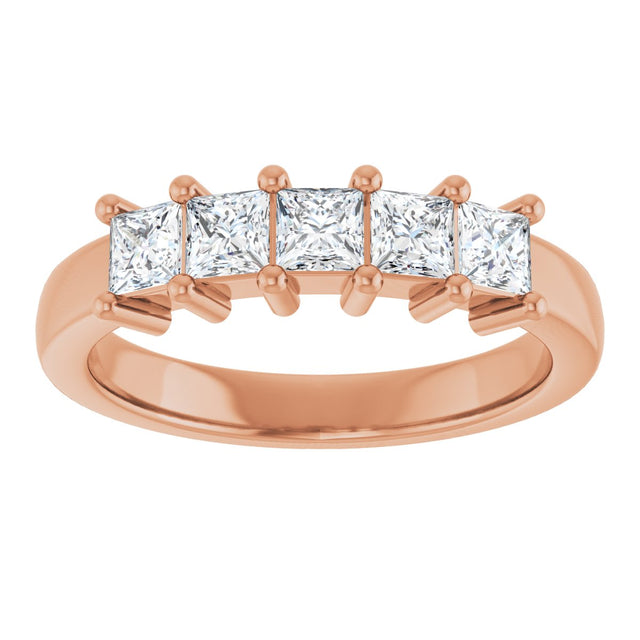 10K Gold Square Natural Diamond Five-Stone Anniversary Band – 1/3–1 1/4 CTW - Rose Gold - view 3
